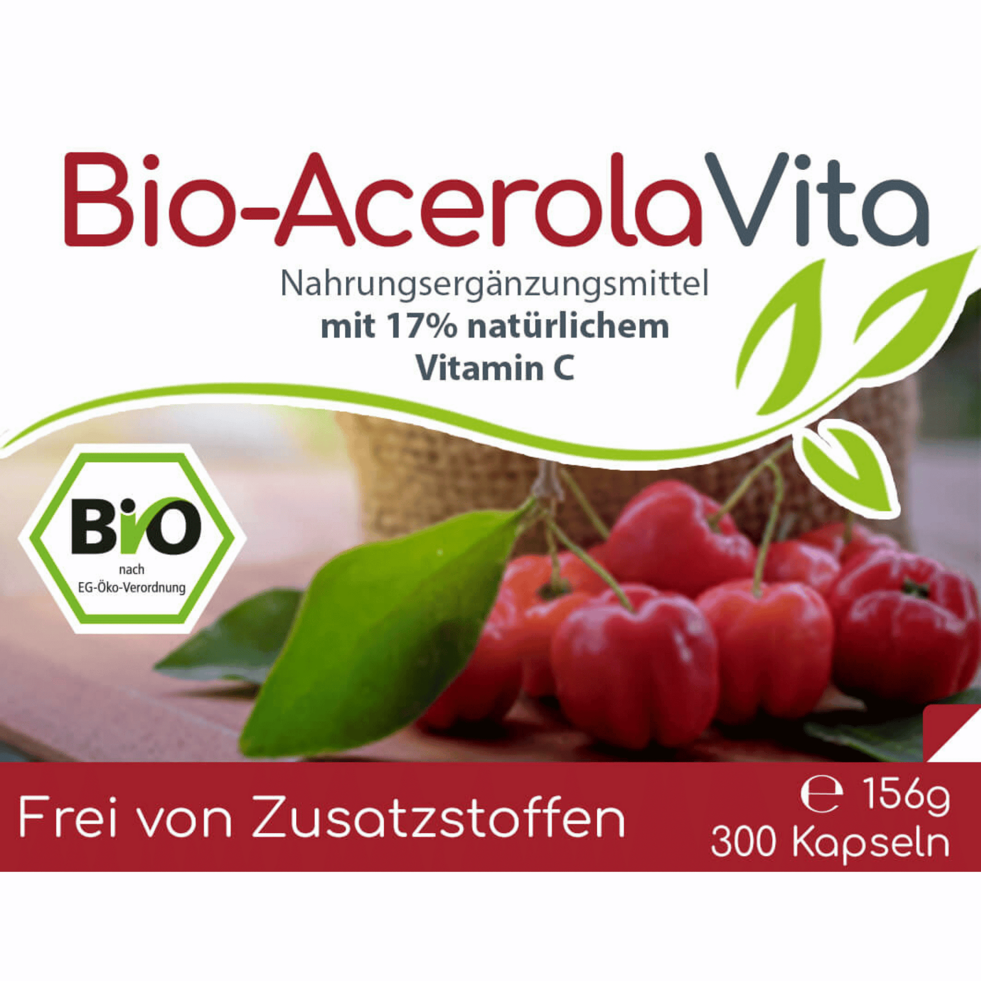 Bio-Acerola Vita (natürliches Vitamin C) 300 Kapseln Vorratsbeutel