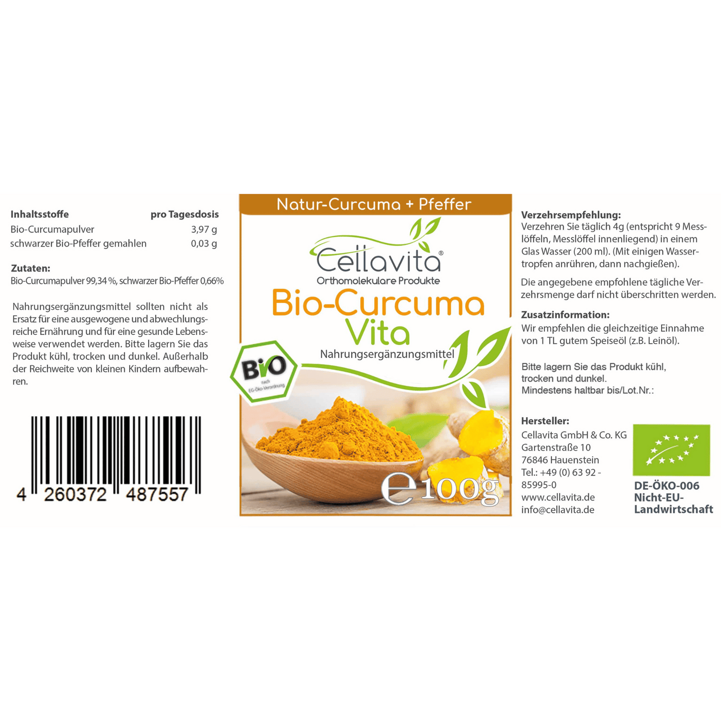 Bio-Curcuma Vita 25-Tages Vorrat - 100g im Glas
