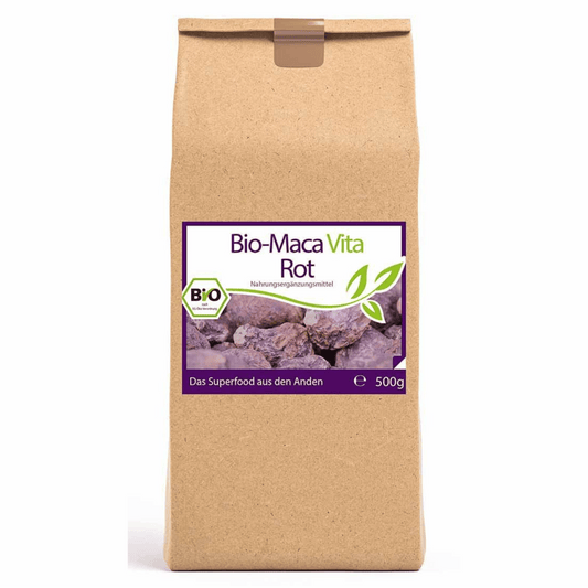 Bio-Maca Vita rot - 500 g Pulver im Vorratsbeutel