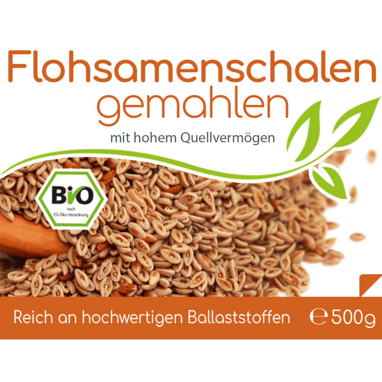 Bio Flohsamenschalenpulver (gemahlen) 500g Vorratsbeutel